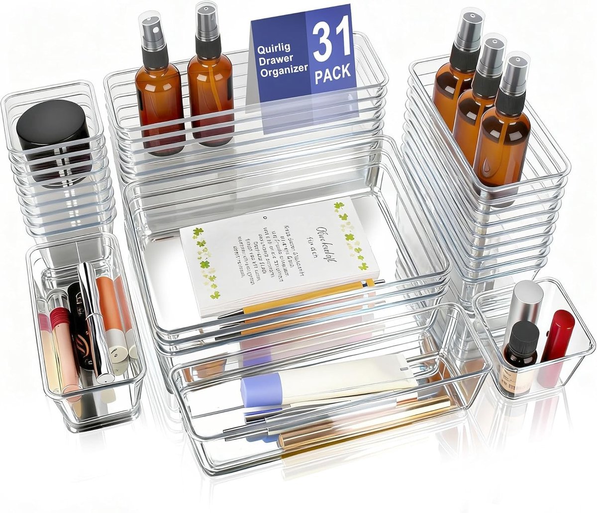 Ladeorganisatoren - Transparant - 31 Stuks - Duurzaam Kunststof - Voor Make-up, Keuken, Kantoor en Badkamer