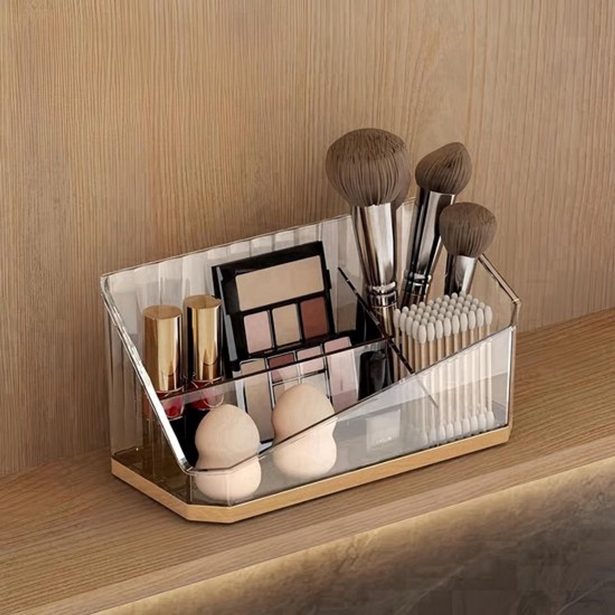 Transparante Make-up Organizer met 4 Vakken - Cosmmetica Opbergdoos voor Badkamer