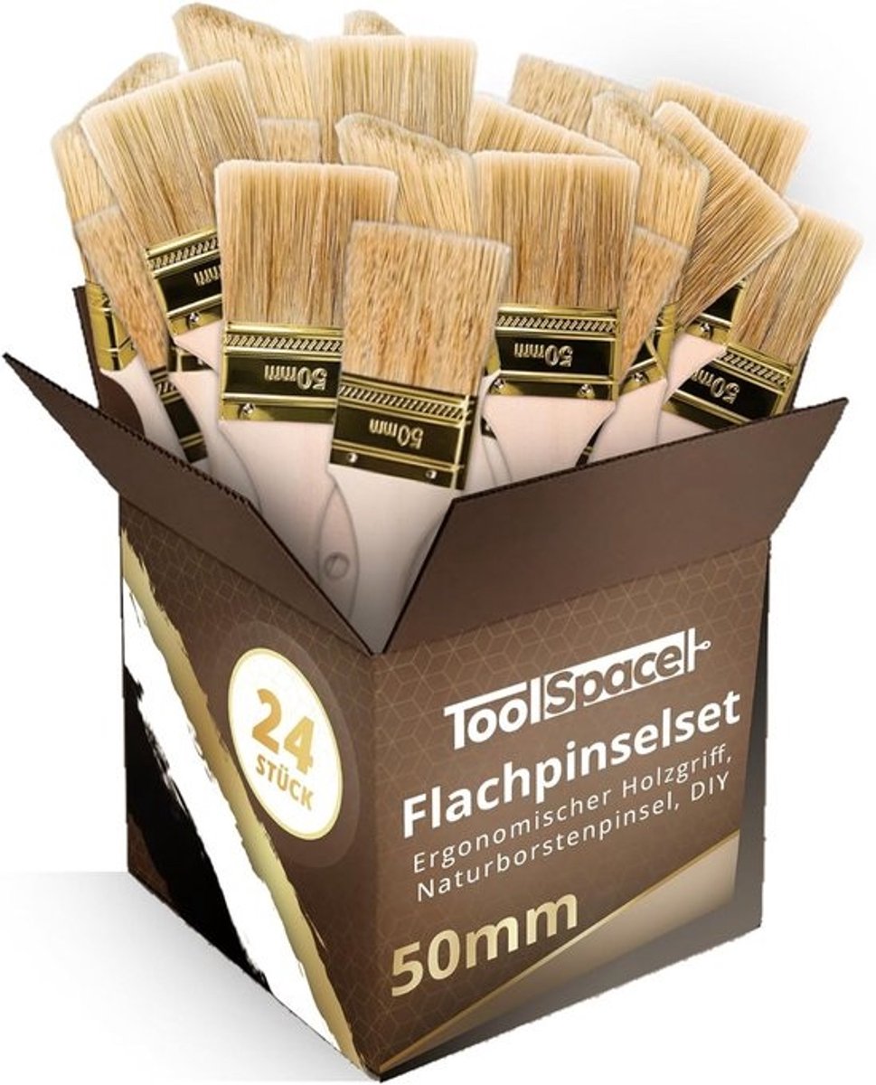 Platte Verfkwastenset - 24 Stuks - 50mm Breed - Voor Binnen en Buiten Schilderen
