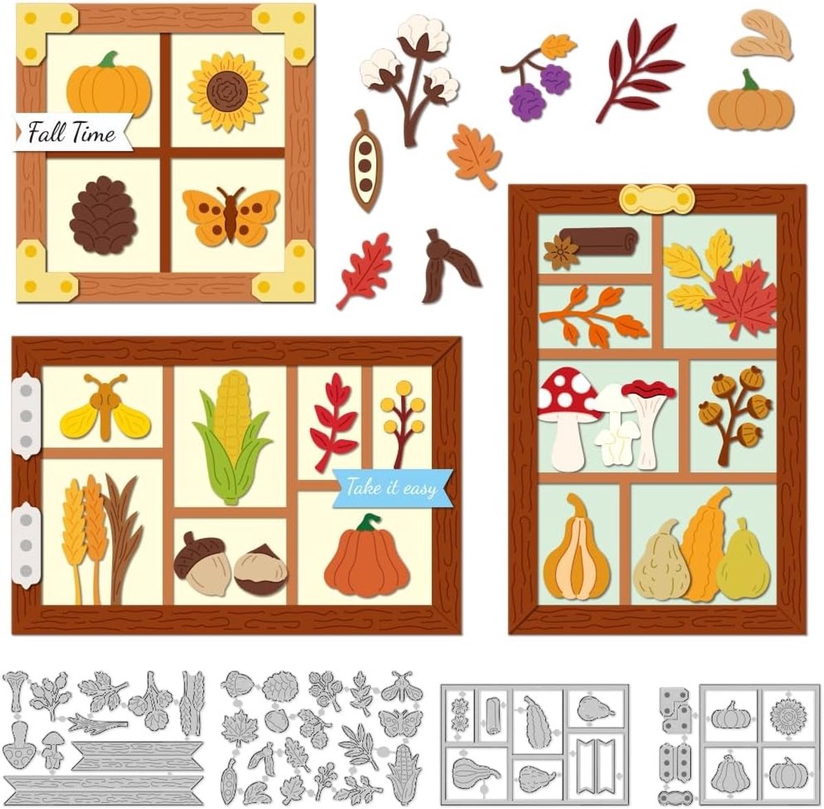 Herfst Thematische Snijd Stanssjabloon voor Kaarten Maken en Scrapbooking - Koolstofstaal Embossing Sjablonen voor Groet Albums en Uitnodigingen