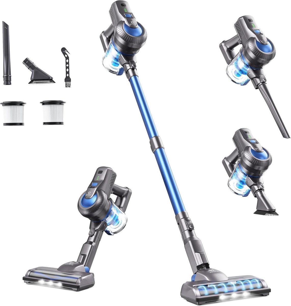 Draadloze Stofzuiger - Steelstofzuiger - Huis Reinigen - Vrijstaand Ontwerp - 30 Minuten Werktijd - Blauw