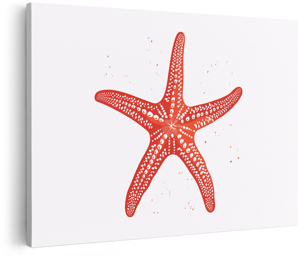 Artaza Canvas Schilderij Zeester - 180x120 cm - Groot - Wanddecoratie Zee - Muurdecoratie Kinderkamer - Decoratie Strand Rood