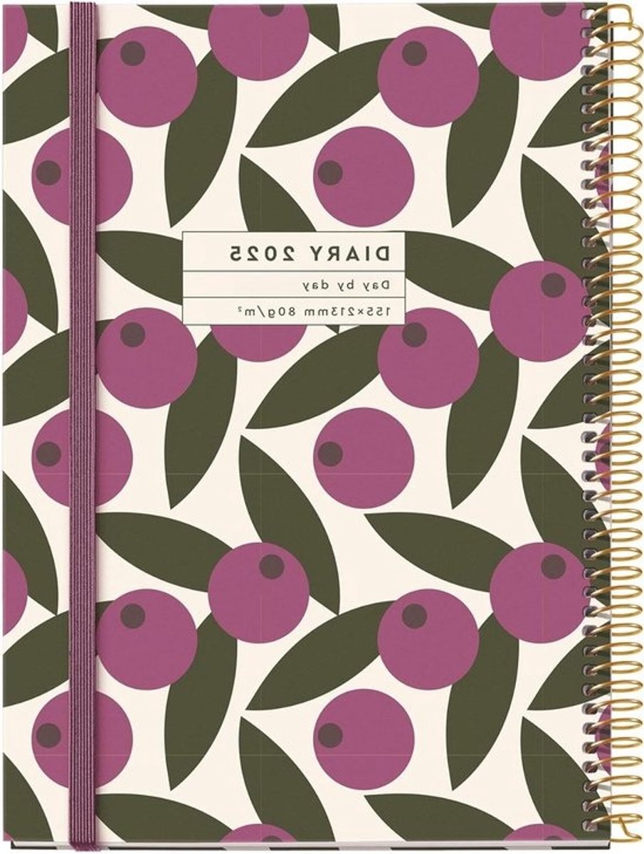 Jaarplanner 2025 - Dagplanner Agenda - Dagelijkse Organisatie - Drietalige Inhoud - 155 x 213 mm - Olijfgroen