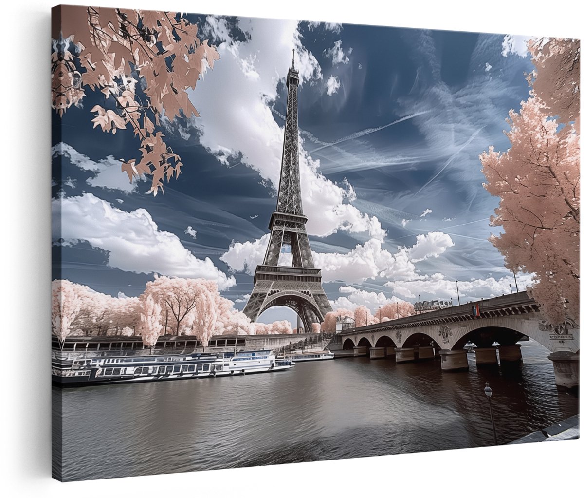 Artaza Canvas Schilderij De Eiffeltoren in Infrarood - Parijs - 180x120 cm - Groot - Wanddecoratie Woonkamer - Schilderijen - Muurdecoratie