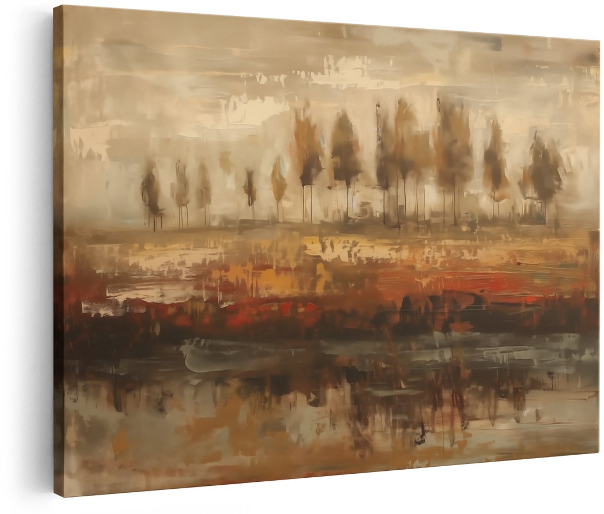 Artaza Canvas Schilderij Bomen bij een Rivier - 180x120 cm - Groot - Wanddecoratie Woonkamer - Schilderijen - Muurdecoratie