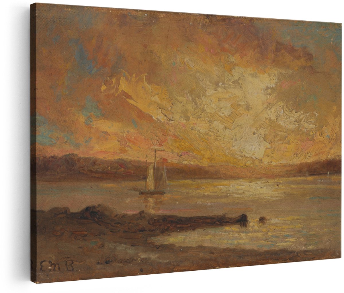 Artaza Canvas Schilderij Zonsondergang - 180x120 cm - Groot - Wanddecoratie Zee - Muurdecoratie Zeilboot - Decoratie Landschap