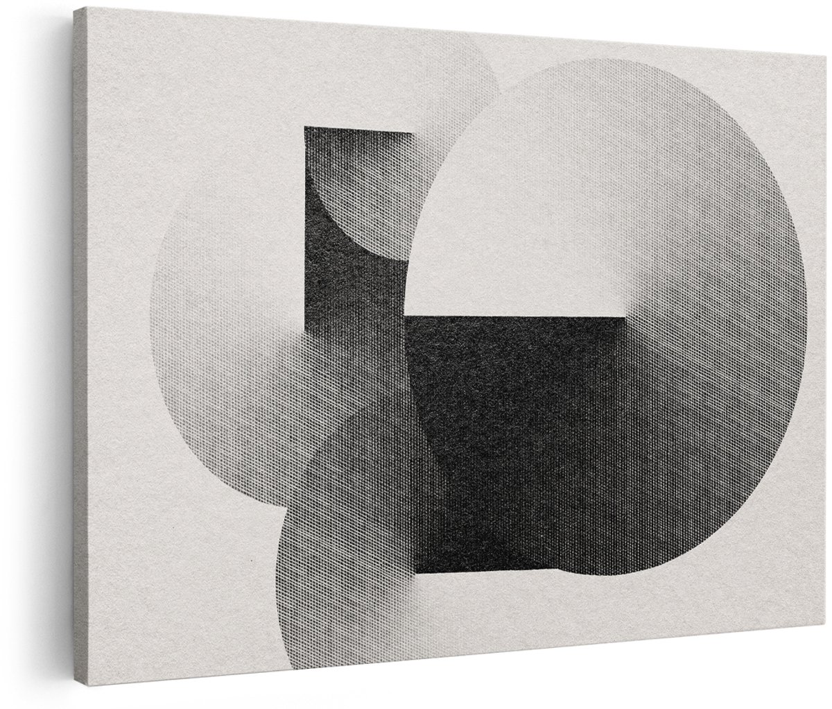 Artaza Canvas Schilderij Abstract - 180x120 cm - Groot - Wanddecoratie Geometrisch - Muurdecoratie Zwart Wit - Decoratie Minimalistisch - Schilderijen Op Canvas