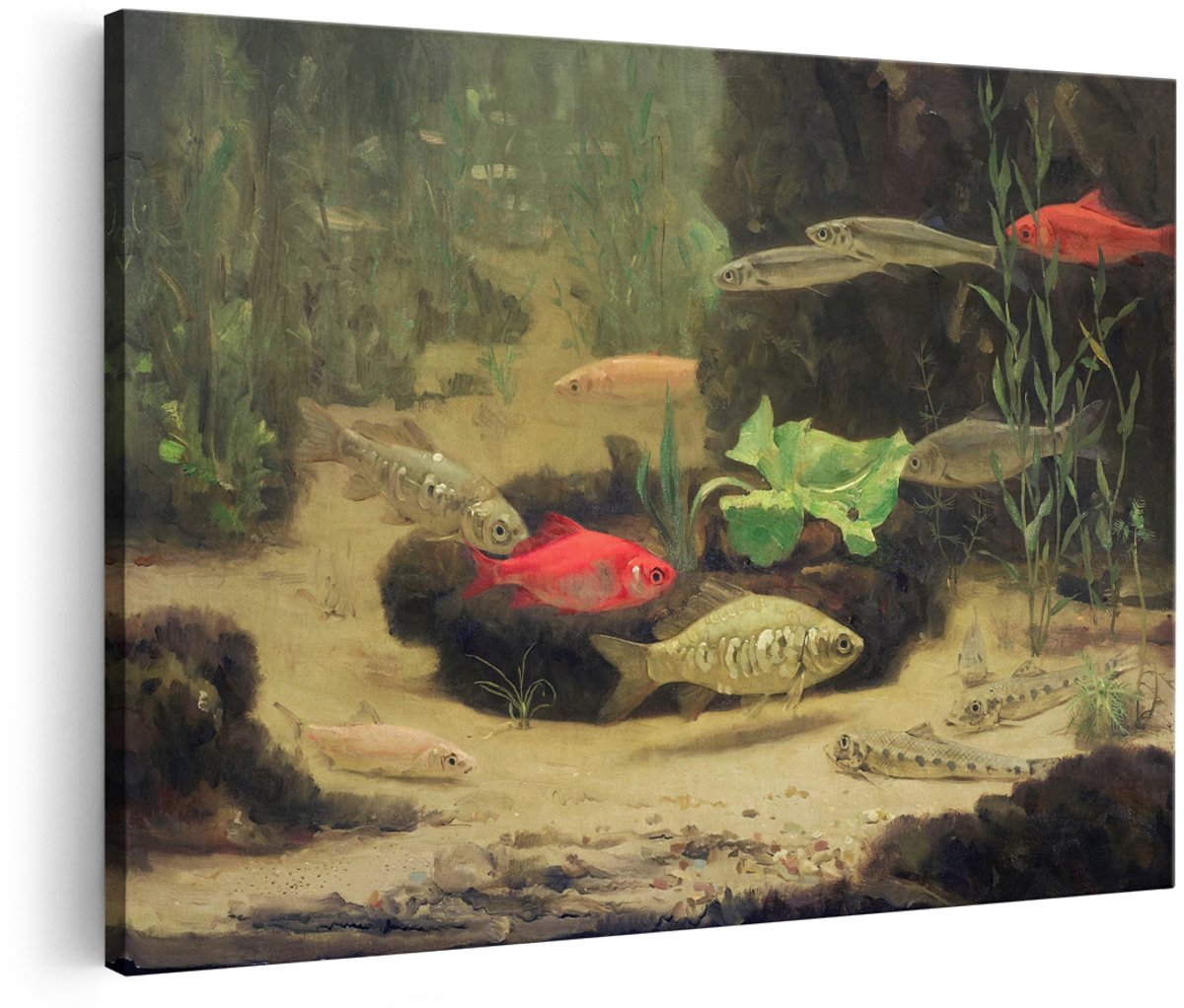 Artaza Canvas Schilderij Vissen - 180x120 cm - Groot - Wanddecoratie Aquarium - Muurdecoratie Natuur - Decoratie Dieren Schilderij