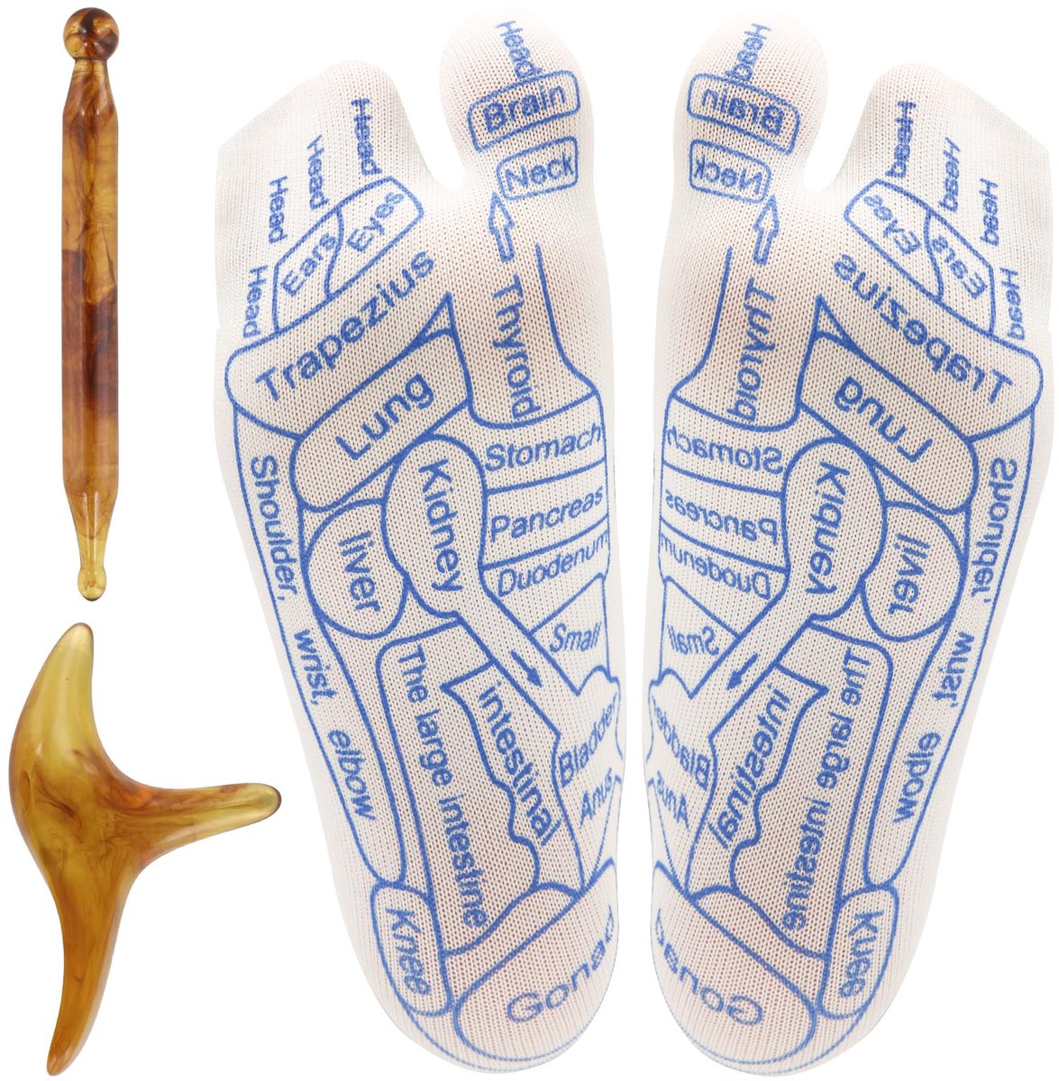 Dailygoods - Reflexology Sokken met 2 Trigger Point Massage Tools voor Oncomfortabele Voeten