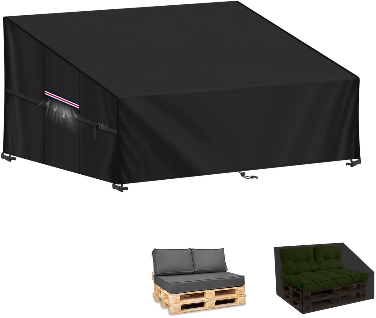 Tuinbankhoes 2-Zits Waterdichte Beschermhoes - 420D Oxford-Stof - Tuinbank Afdekking - Palletbank - 138x99x80/40cm