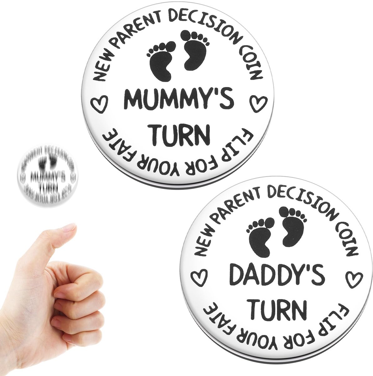 Dailygoods - 2 Stuks Grappige Beslissingsmunten voor Nieuwe Ouders