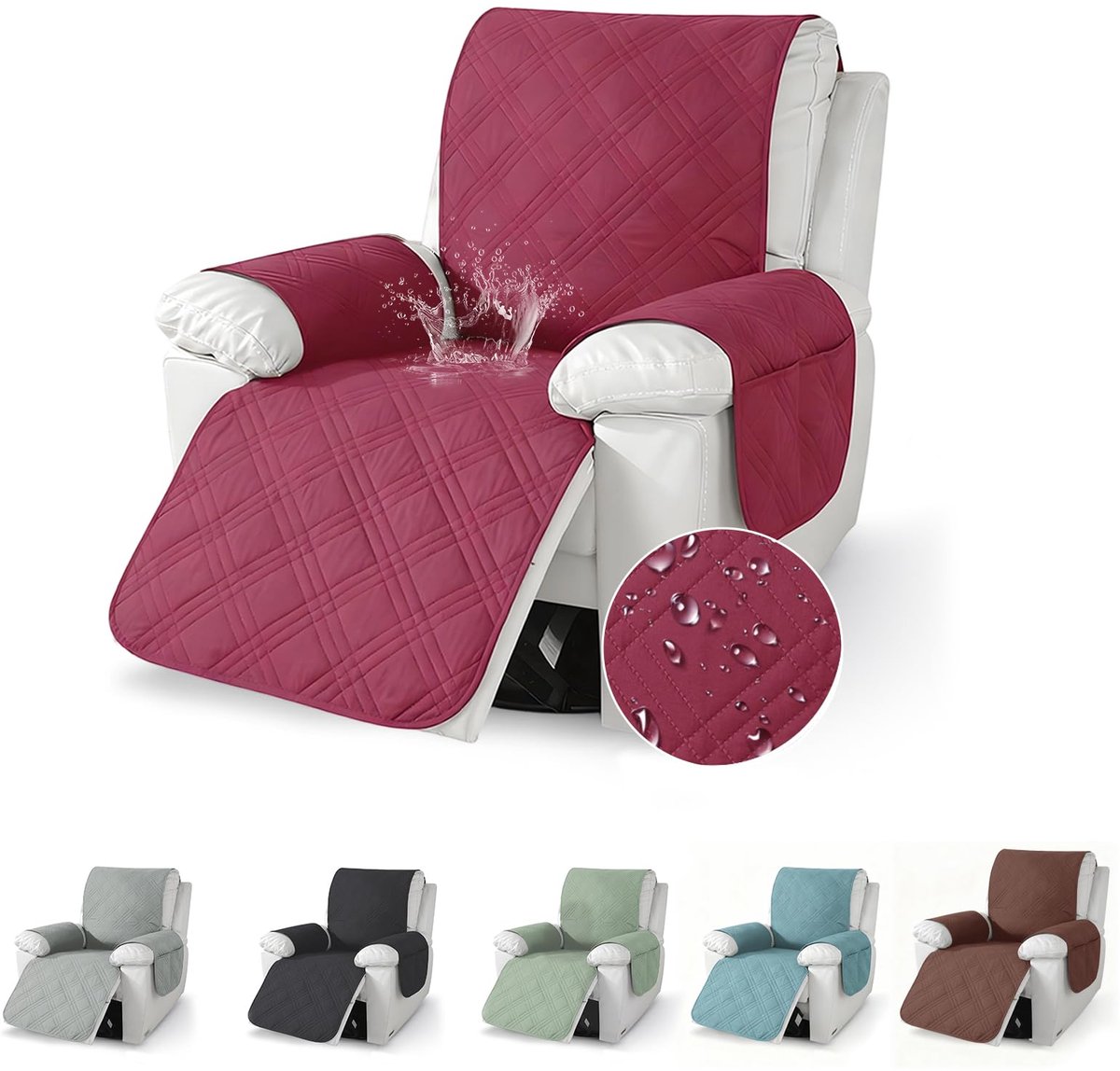 SnelShoppen - Zitplaatsbeschermer Relaxfauteuil met Armleuningen - Antislip, Waterdicht & Wasbaar - Ideaal voor Huishoudens met Kinderen en Huisdieren