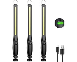SnelShoppen - Highsam Led Werklamp Zaklamp - Dimbaar Werkplaatslamp met Haak en Magnetische Basis - Oplaadbare Staaflamp voor Auto, Reparatie, Garage,