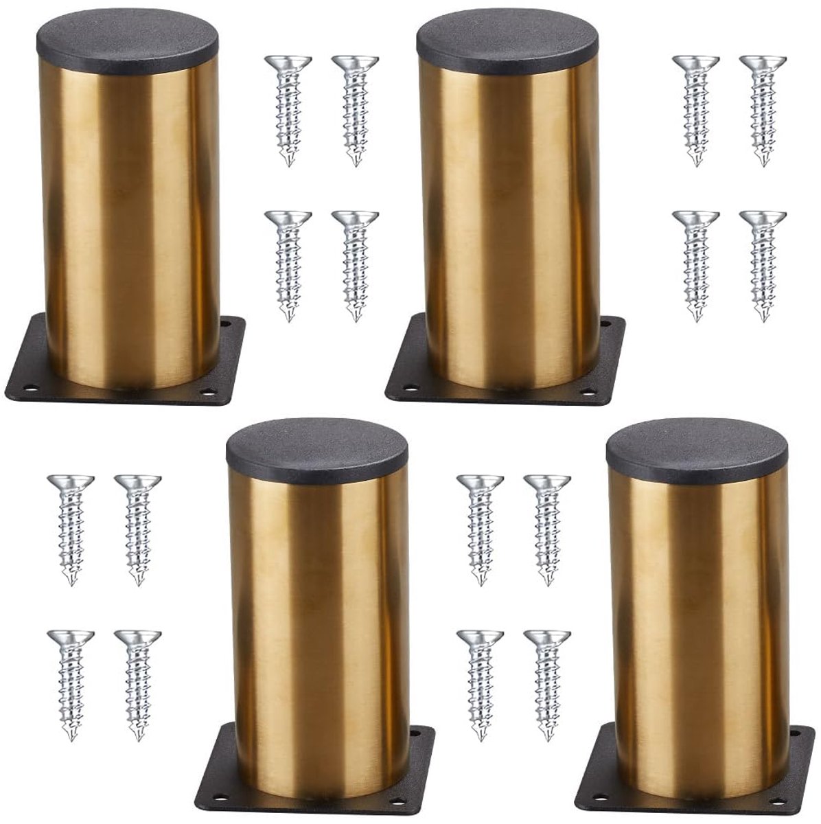 Dailygoods - Set van 4 Meubelpoten 10cm Goud Aluminium voor Tafel, Kast, Sofa
