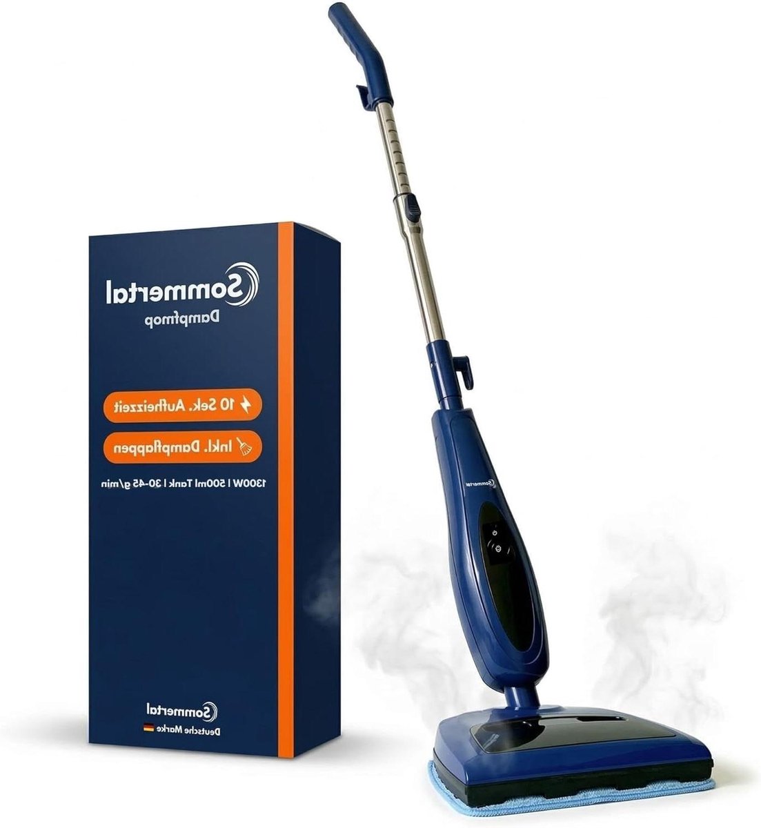 Stoomreiniger Vloeren - Stoommop Zuigfunctie - Hygiënisch Reinigen - 2-in-1 Apparaat - 500 ml Tank - Blauw