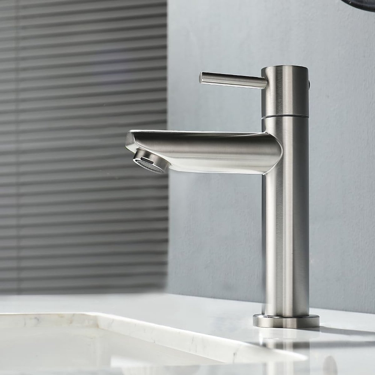 SnelShoppen - Koudewaterkraan Gastentoilet Eengreepsmengkraan Wastafelarmatuur Roestvrijstaal Geborsteld - Perfect voor Badkamer, Keuken en Gastentoil