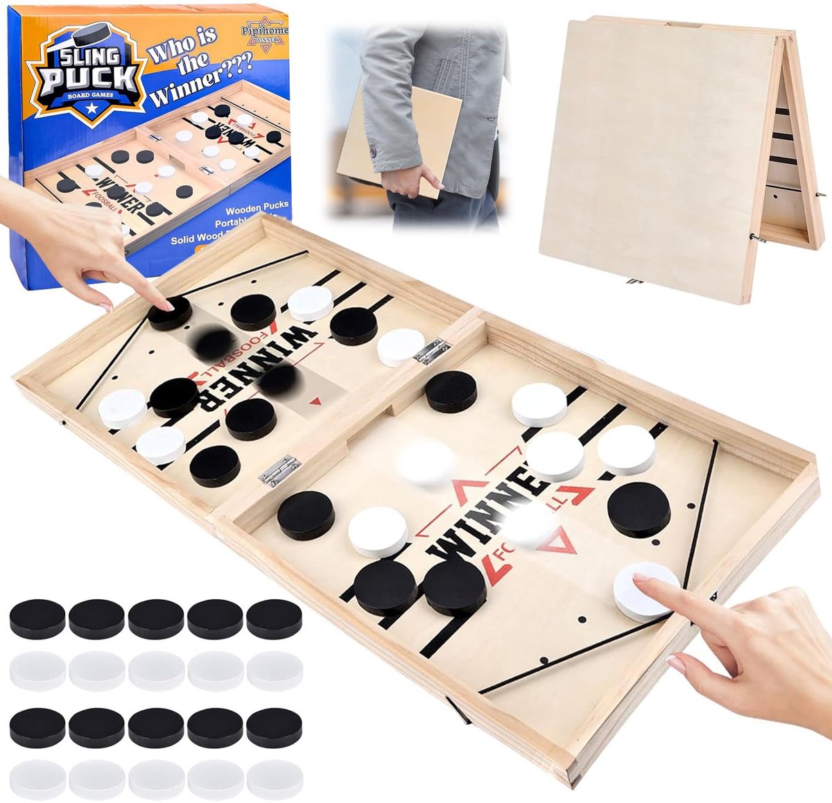 Dailygoods - Houten Tafel Hockey Spel voor Gezellige Gezinsmomenten