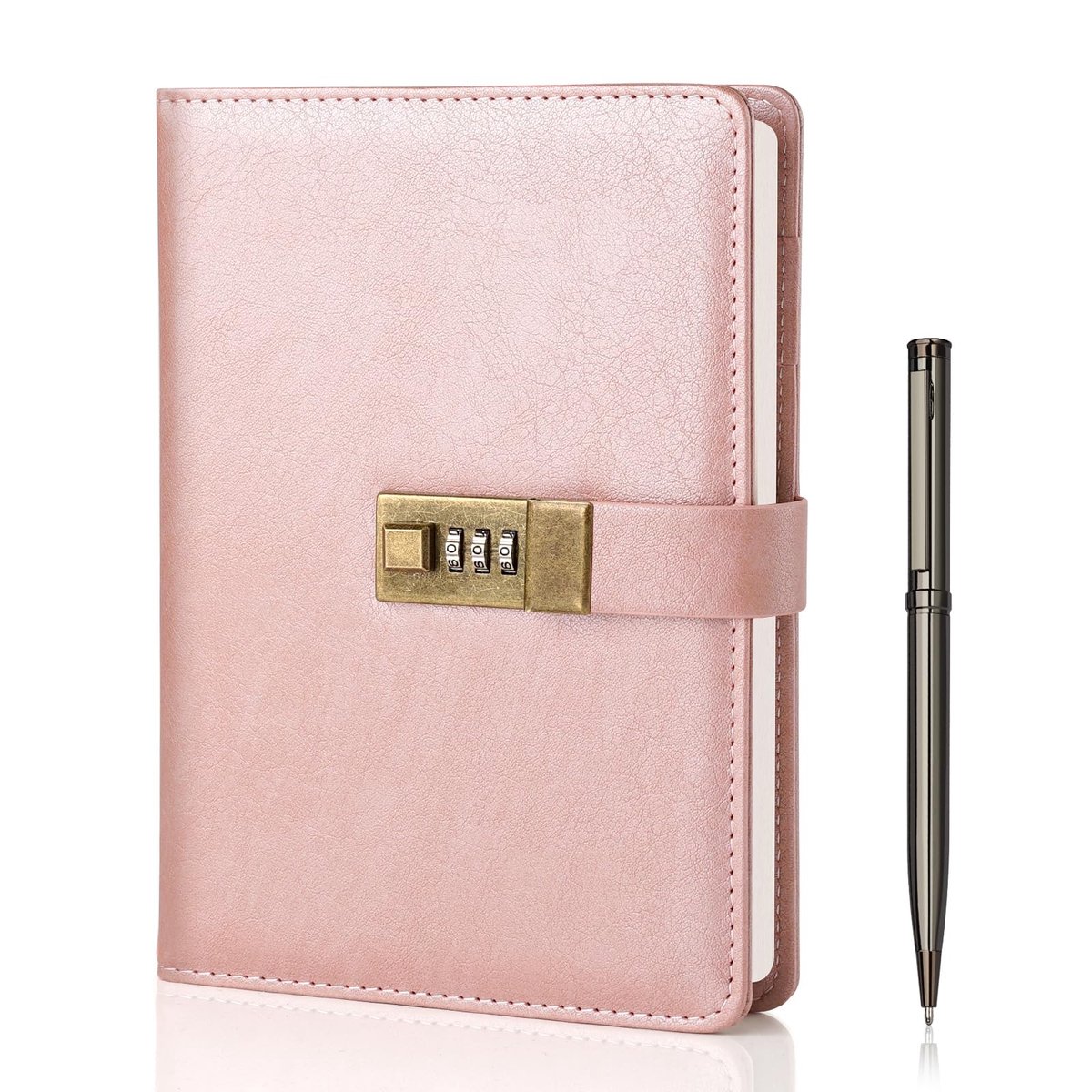 Dailygoods - A5 PU Lederen Dagboek met Slot - 240 Pagina's Vintage Notitieboek met Pen
