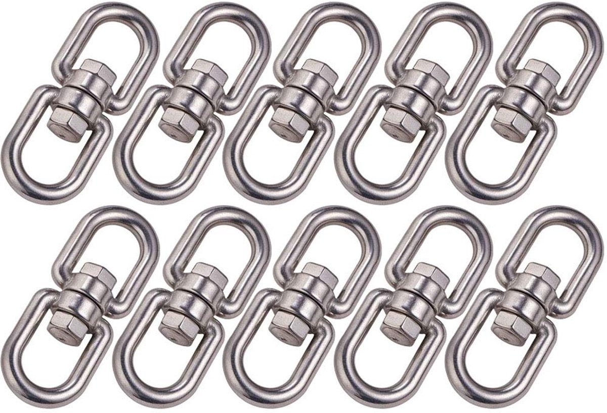 Dailygoods - 10 Stuks Roestvrij Stalen Dubbele Einde Swivel Eye Haak