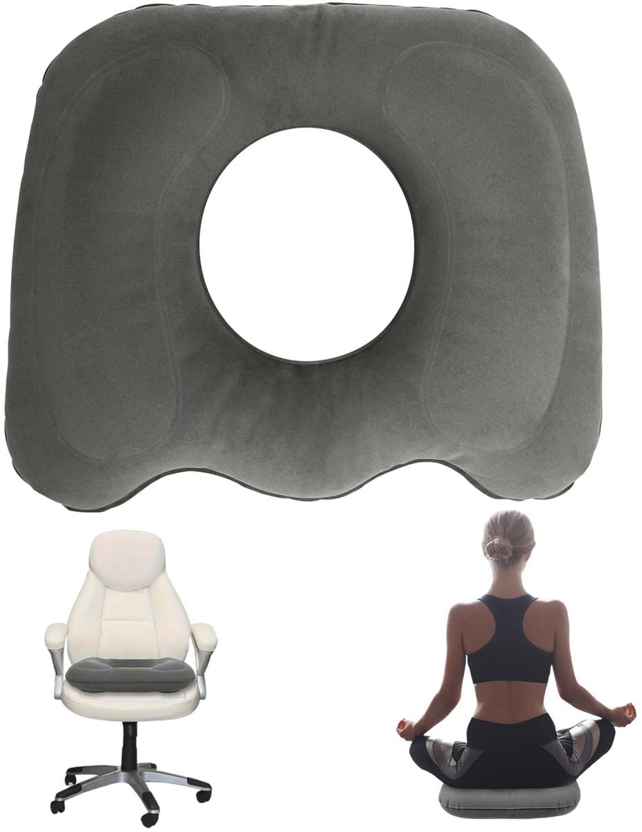 Dailygoods - Ergonomisch Opblaasbaar Donut Kussen - Voor Zitcomfort en Rugpijn