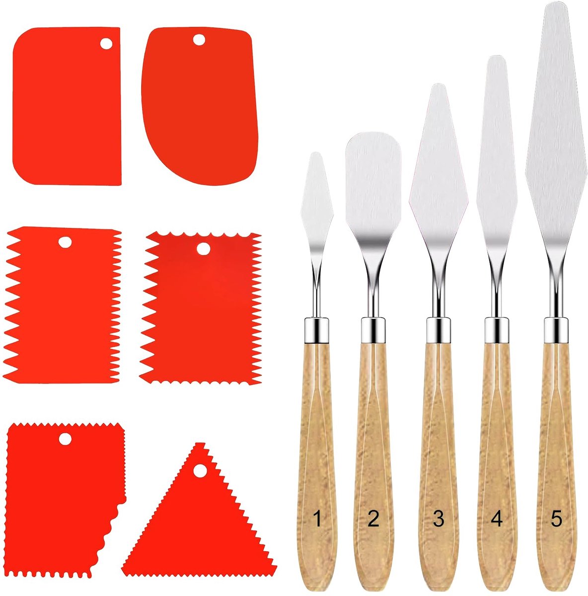 Dailygoods - 11-delige Palette Messenset - Inclusief 5 Paletmessen en 6 Schrapers voor Schildertechnieken