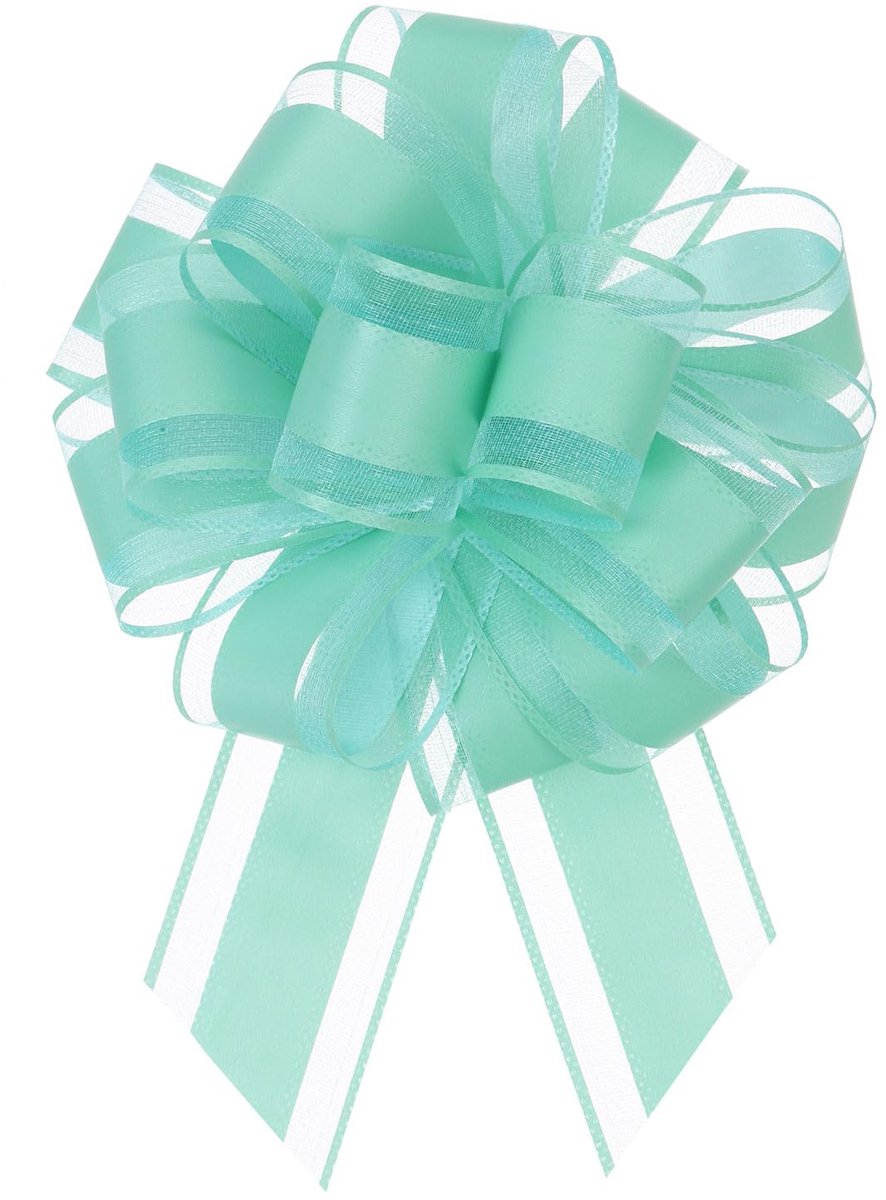 Dailygoods - 5 Stuks Grote Organza Strik Bogen - Blauw voor Cadeaus en Decoraties