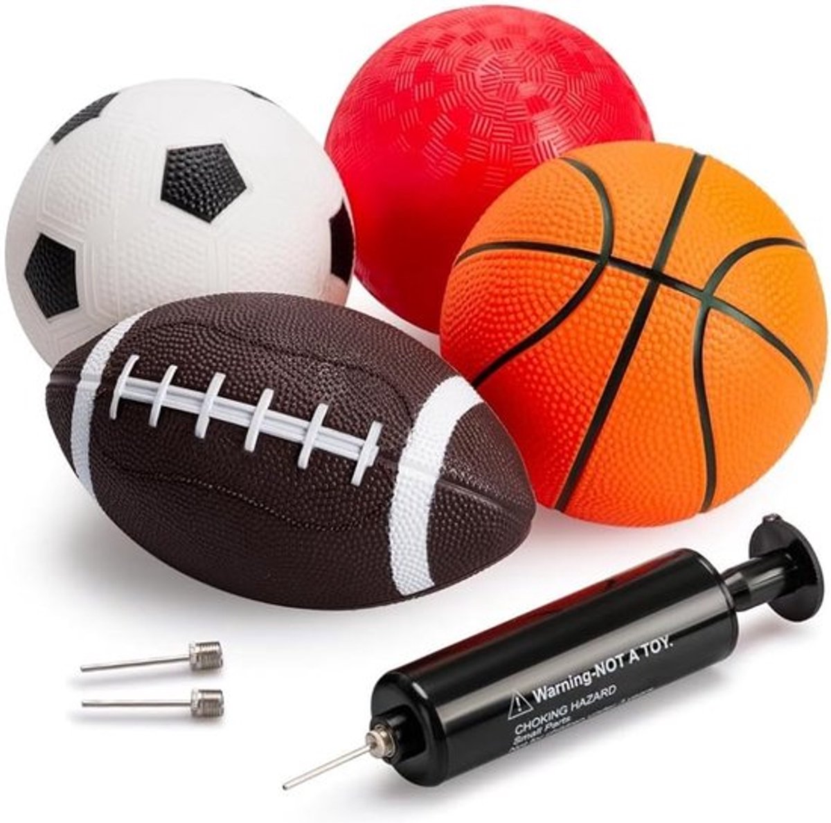 SnelShoppen - Kleurrijke Sportballen Set voor Peuters 1-3 Jaar - 5 Inch PVC Voetbal, Mini Basketbal, Playground Bal & Rugbybal - Perfect voor Tuin, Sp