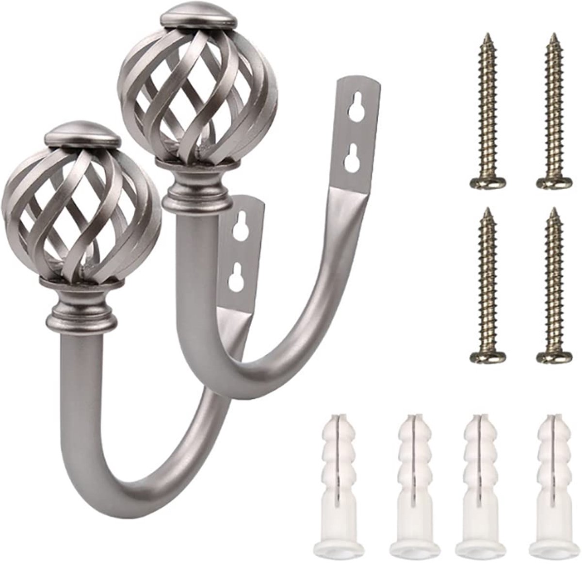 Dailygoods - Gordijnhouders - Stropdassen - Luxe design - Zilver - Haken voor gordijnen - Metalen wandmontage - Vintage uitstraling