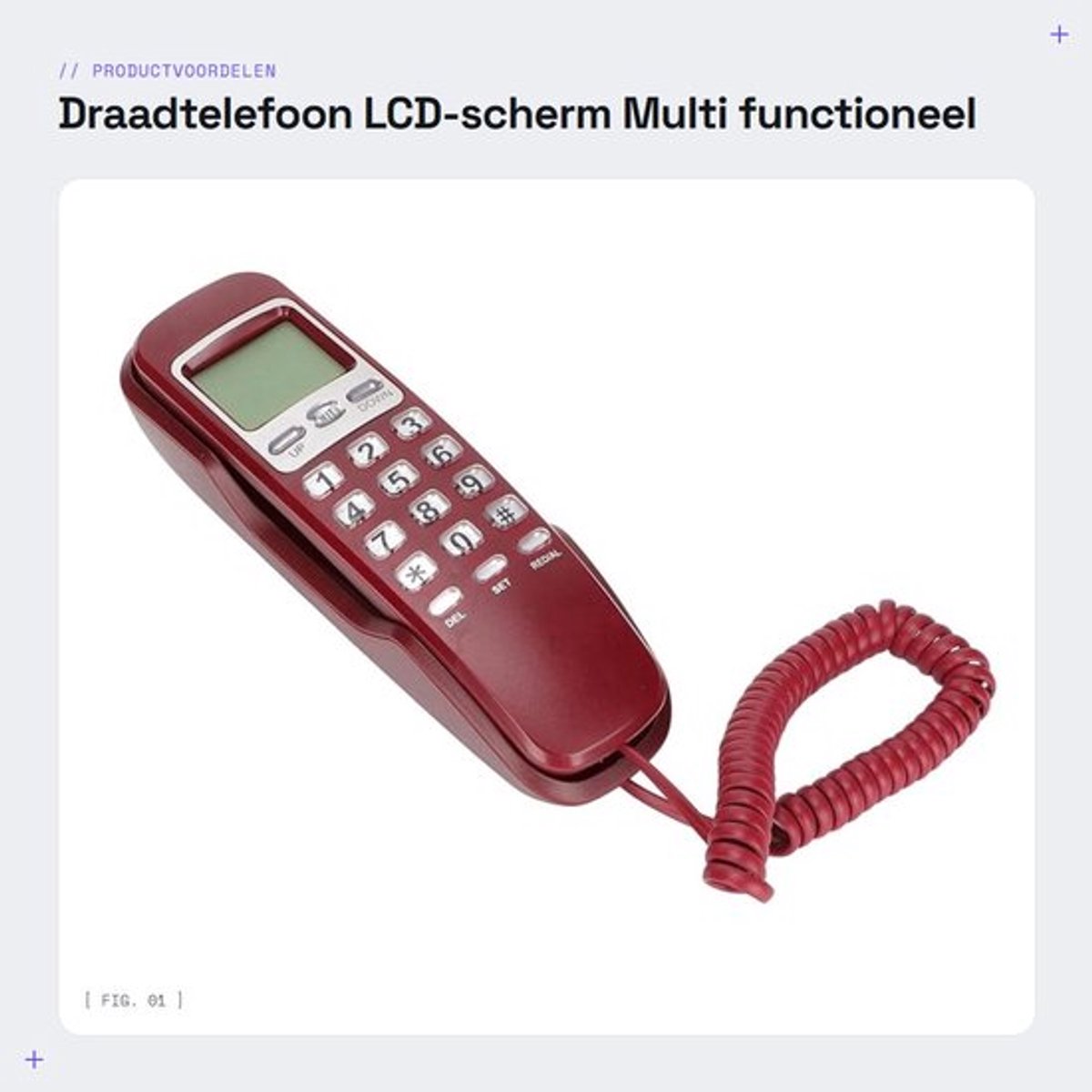 Draadtelefoon met LCD-display - Bedrade Telefoon - Multifunctioneel - Verstelbare Ringtones - Eenvoudig Gebruik - Geschikt voor Ouderen en Kinderen - Vaste Telefoon