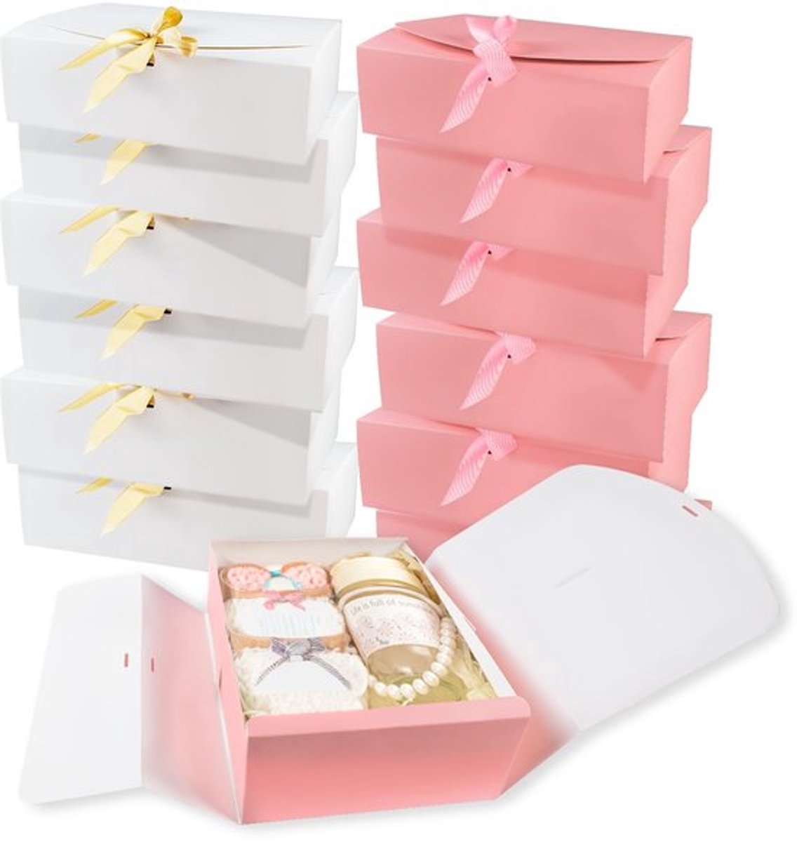 Geschenkdoos 12 stuks - Geschenkverpakking met deksel - 27 x 20 x 8 cm - Kraftpapier - Feestverpakking - Bruiloft/verjaardag/kerstfeest - Cadeauverpakking