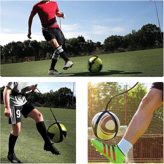 Voetbal Trainingsapparaat - Solotrainer Voetbal - Balvaardigheid Verbeteren - Elastische Bal Riem - Taglia unica - Zwart — afbeelding 3