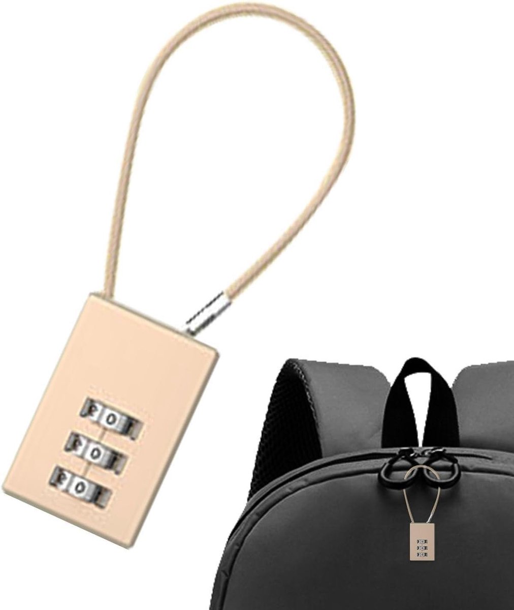 Kabel Combinatieslot - Reisslot Rugzakslot - Bagage Beveiligen - 3-Cijferige Code - 7.8 x 6.1 x 1.4 cm - Lichtblauw