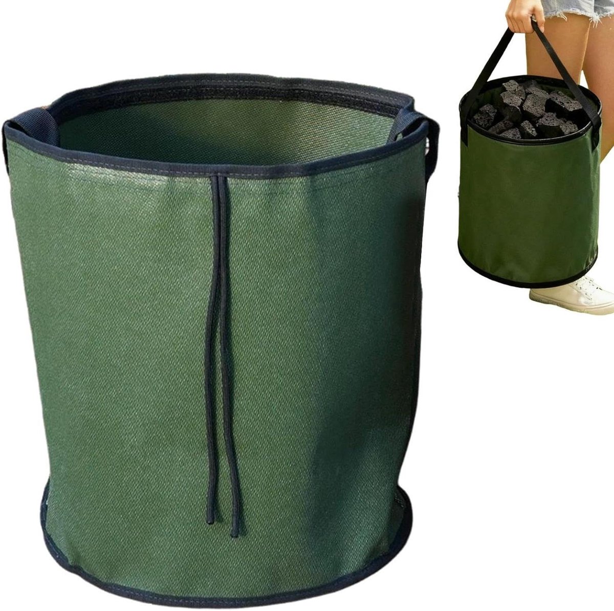 Houtpellet Opslag Emmer - Barbecue Container - Buiten Koken - Brandwerend Materiaal - 35 x 30 cm - Zwart