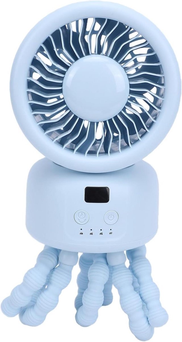Kinderwagen Ventilator - Baby Ventilator Octopus - Draagbare Koeling - 9000 mAh Batterij - 112x98x416mm - Blauw