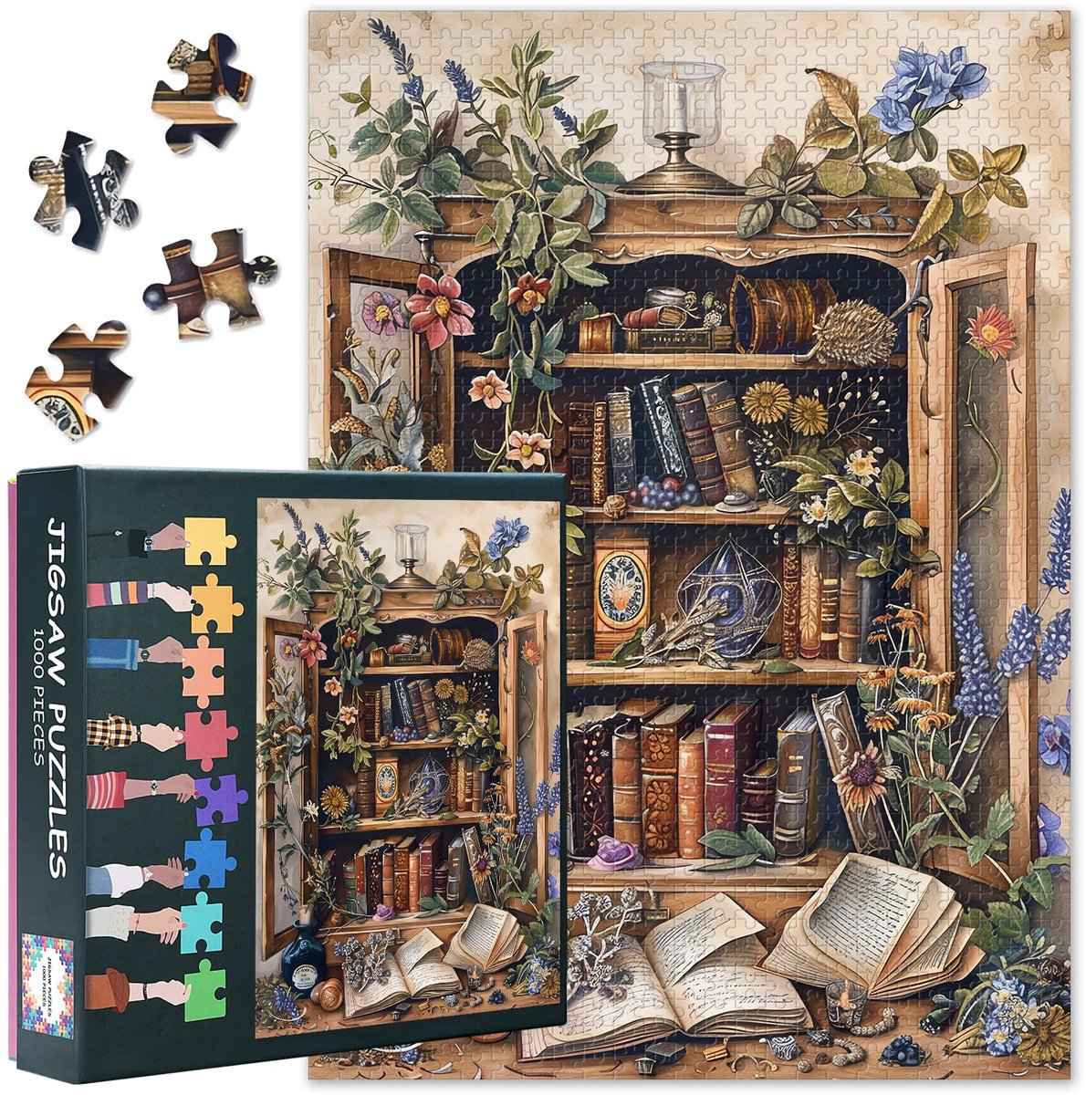 SnelShoppen - Puzzel 1000 stukjes voor volwassenen, botanisch design, kunst, 70 x 50 cm, uitdagend familiespel, decoratie voor thuis, perfect voor man