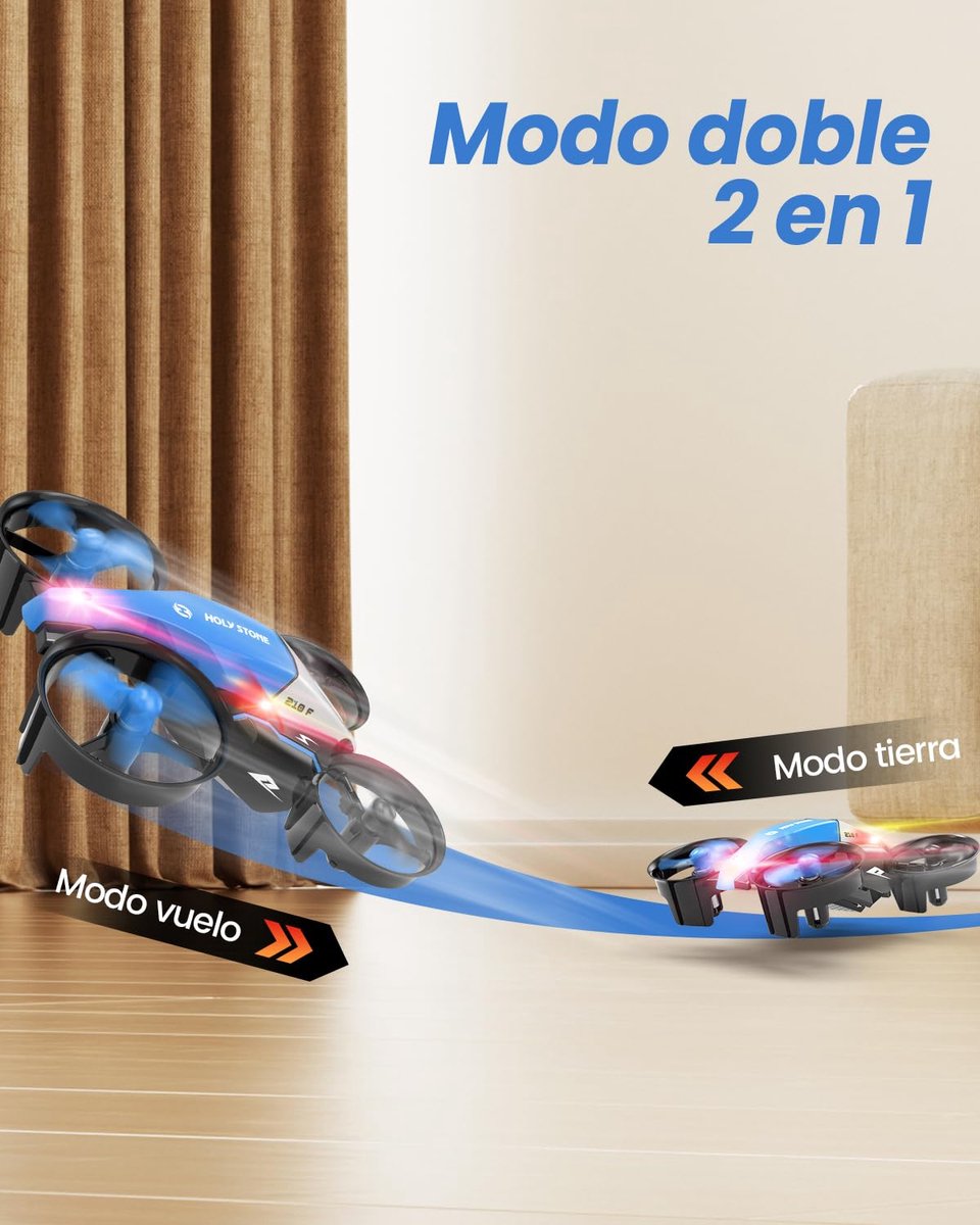 SnelShoppen - HS210F Mini Drone voor Kinderen, 2-in-1 Indoor RC Quadcopter met LED-verlichting, One-Way Landing, Vliegmodus, 3D Flip, Cadeau voor Jong