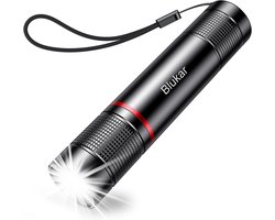 SnelShoppen - Blukar Led-Zaklamp Oplaadbaar, Super Helder, Ultra Krachtig Aluminium, 4 Verlichtingsmodi & Zoombaar voor Kamperen, Wandelen, Noodgevall