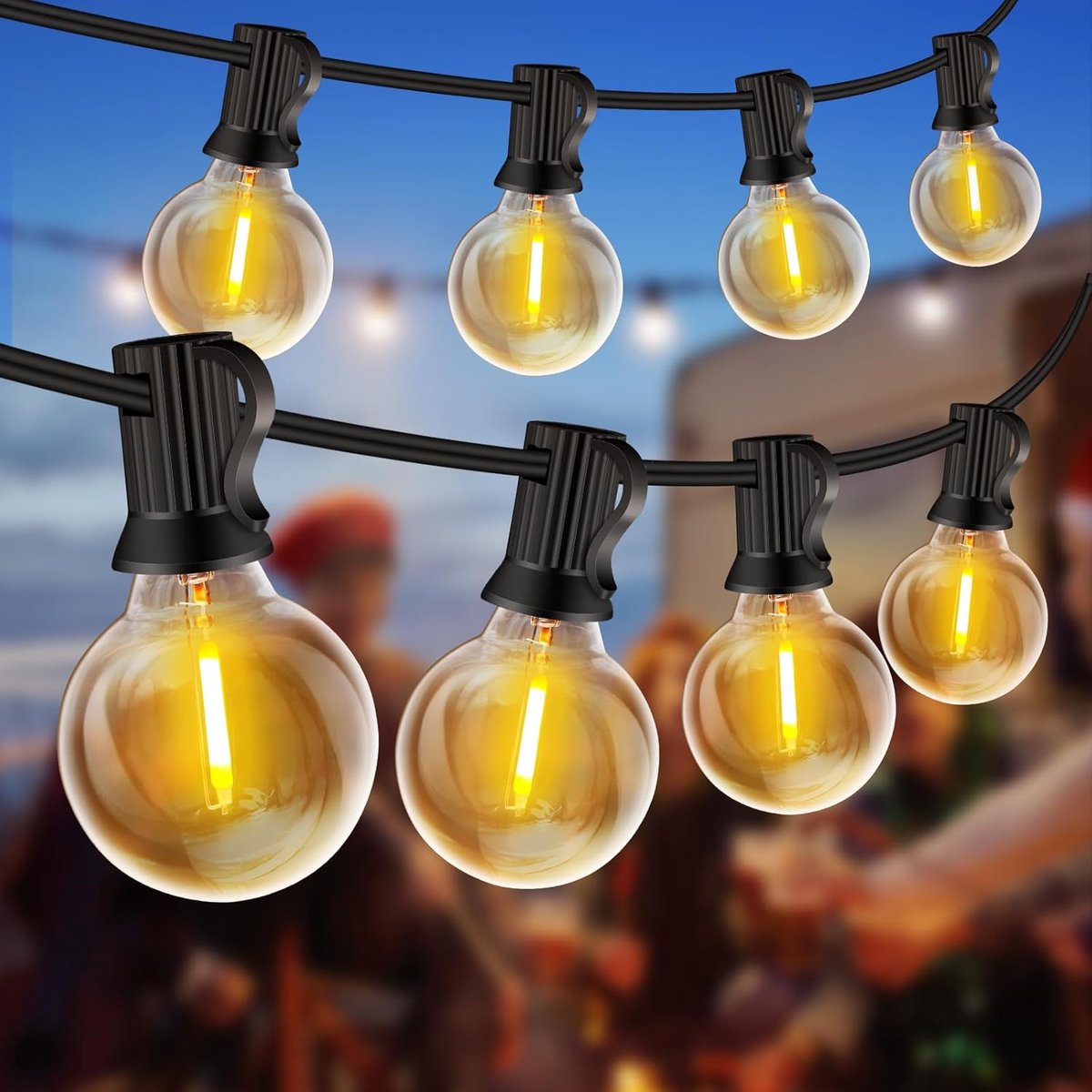 SnelShoppen - 10M Lichtsnoer Buiten met 20+2 G40 LED Warm Wit, Waterdicht Lichtslinger voor Tuin, Patio, Feesten, Bruiloft, Kerstdecoratie