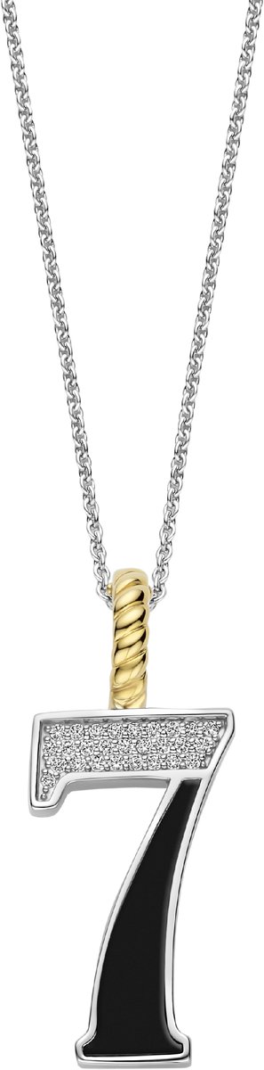 TI SENTO Dames Hanger - 925 zilver - Cijfer 7 - Zwart - 6841BL_7