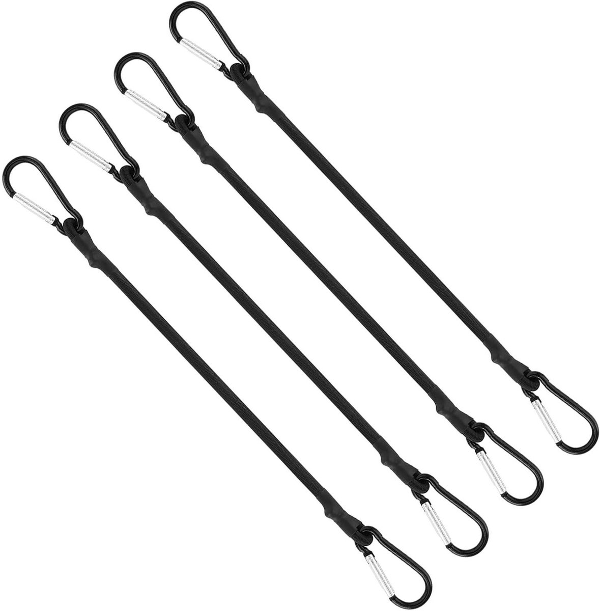Spankabels Karabijnhaak - Expander Touw - Lading Bevestigen - Hoge Treksterkte - 60 cm - Zwart