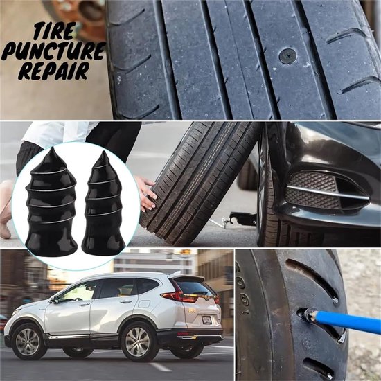 Rubberen Bandenreparatie Set - Reparatieschroeven Banden - Lekken Dichten - Zelfinstallatie - 10 stuks - Zwart — afbeelding 2