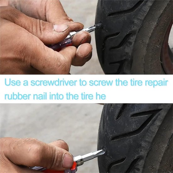 Rubberen Bandenreparatie Set - Reparatieschroeven Banden - Lekken Dichten - Zelfinstallatie - 10 stuks - Zwart — afbeelding 3
