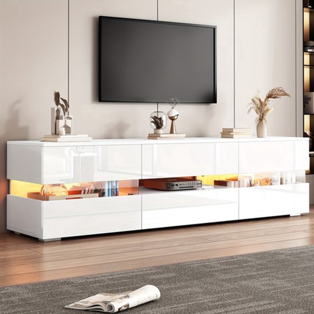 Tv-meubel – TV Kast – TV Meubel – TV Dressoir – Hoogglans Meubel – Wit Hoogglans – Geschik