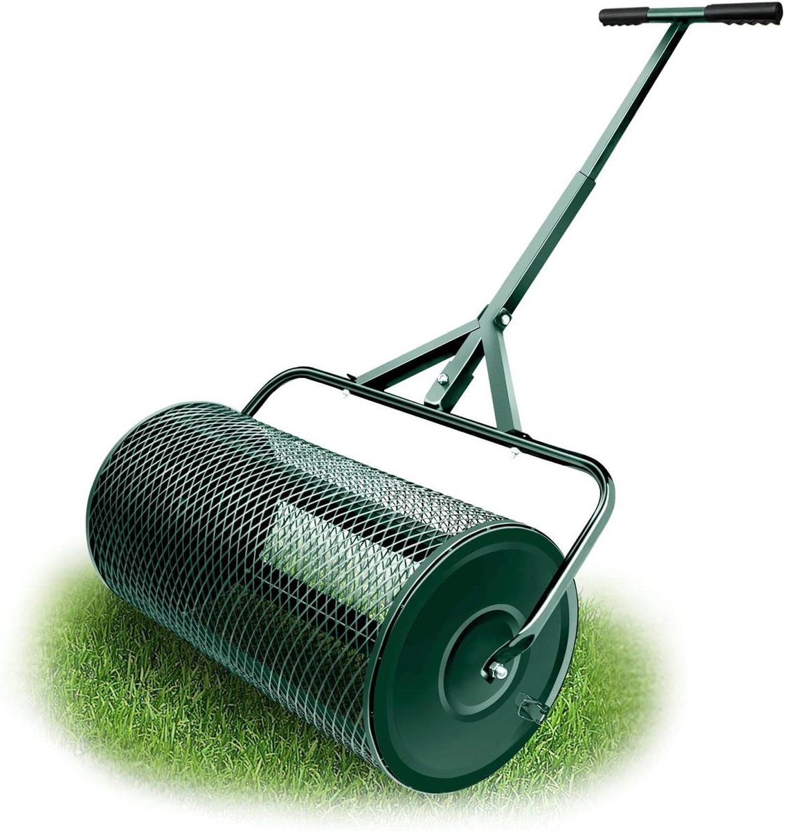Compoststrooier - Meststrooier Gazon - Tuinonderhoud Verspreiden - Verstelbare Staalrol - 66 cm Breed - Zwart