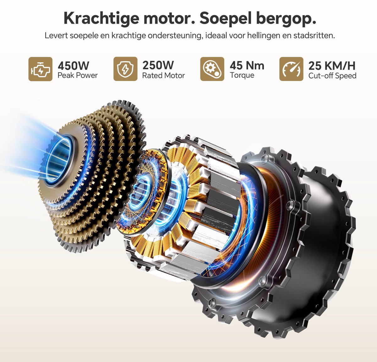Touroll J2 ST Elektrische Fiets / E-bike - 250W Motor - 45 Nm - 100 km Actieradius - Shimano 7 Versnellingen - Lage Instap - Bagagedrager - Zand thumbnail 5