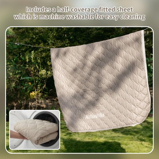 Luchtbed met Pomp - Opblaasbaar Matras - Logeren en Kamperen - Duizenden Verenstructuur - 205x185x20 cm - Grijs — afbeelding 3