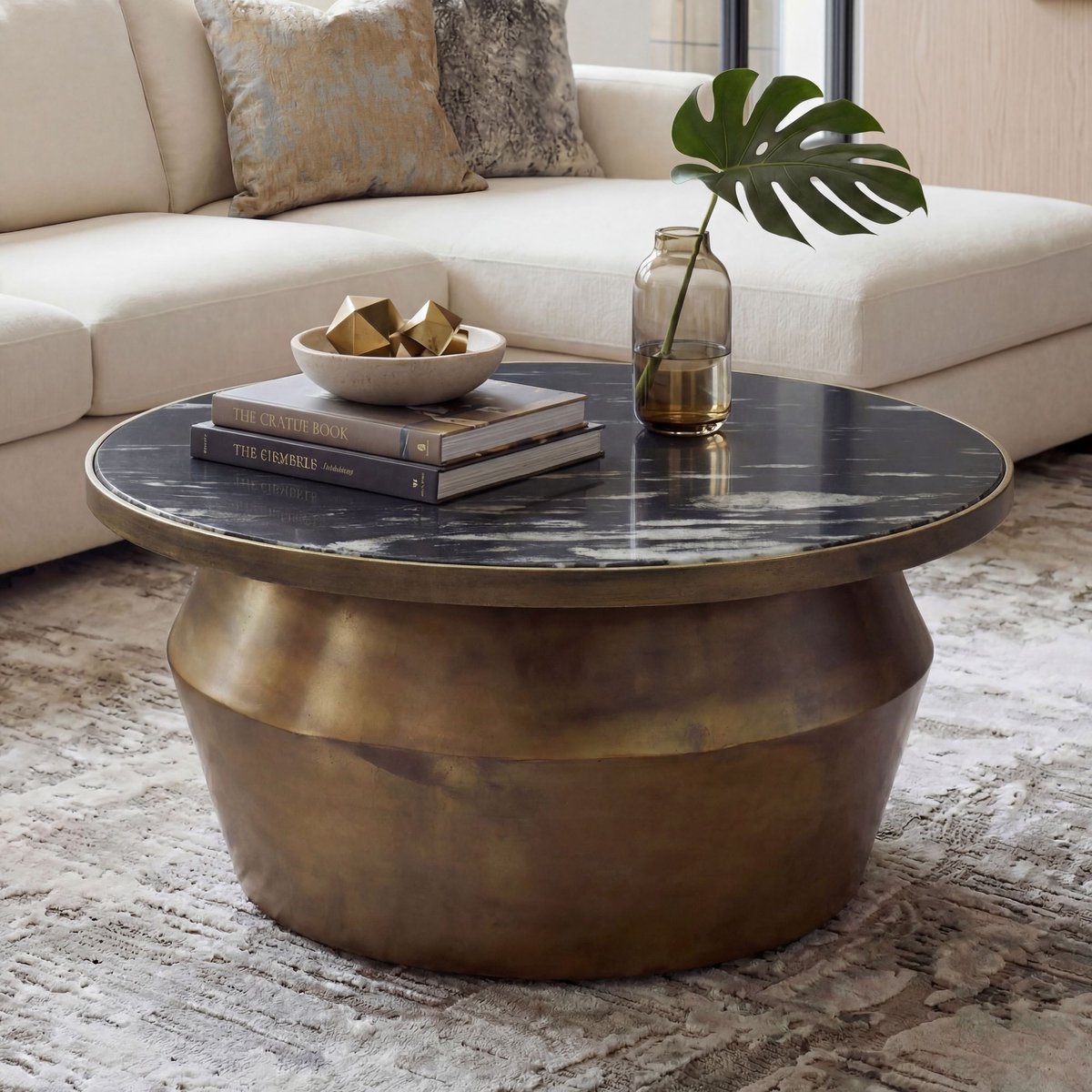 Salontafel zwart marmerlook 60 cm