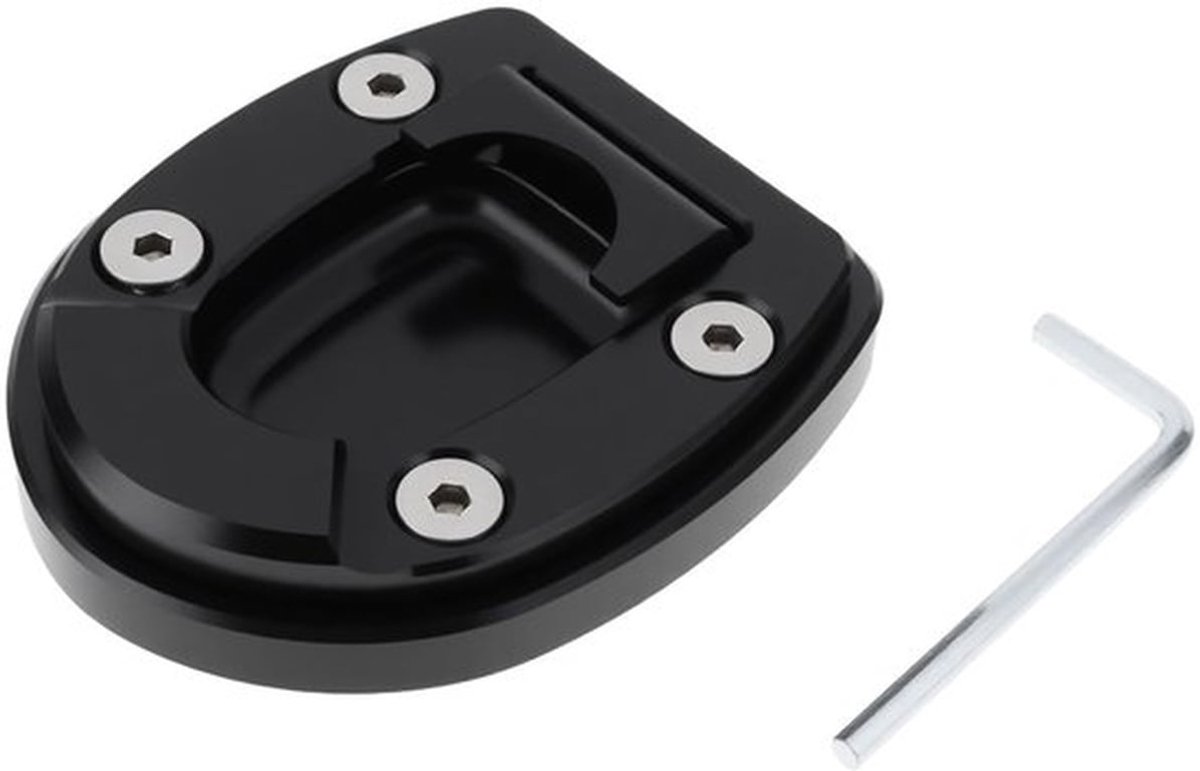 Kickstand Extension Zwart - Motorfiets Zijstandaard Pad - Aluminiumlegering - Compatibel met Vespa GTS/GTV/GT/Beverly400s - Verbeterde Stabiliteit - Langdurige Ondersteuning - Standaardpad