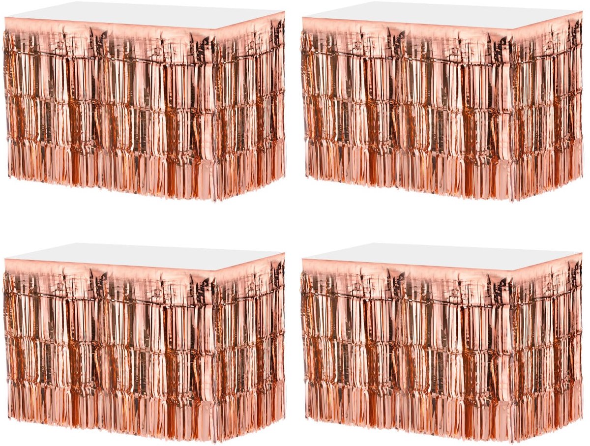 Dailygoods - 4pcs Tafelrok Roze Goud voor Rectangulaire Tafels - Feestdecoratie