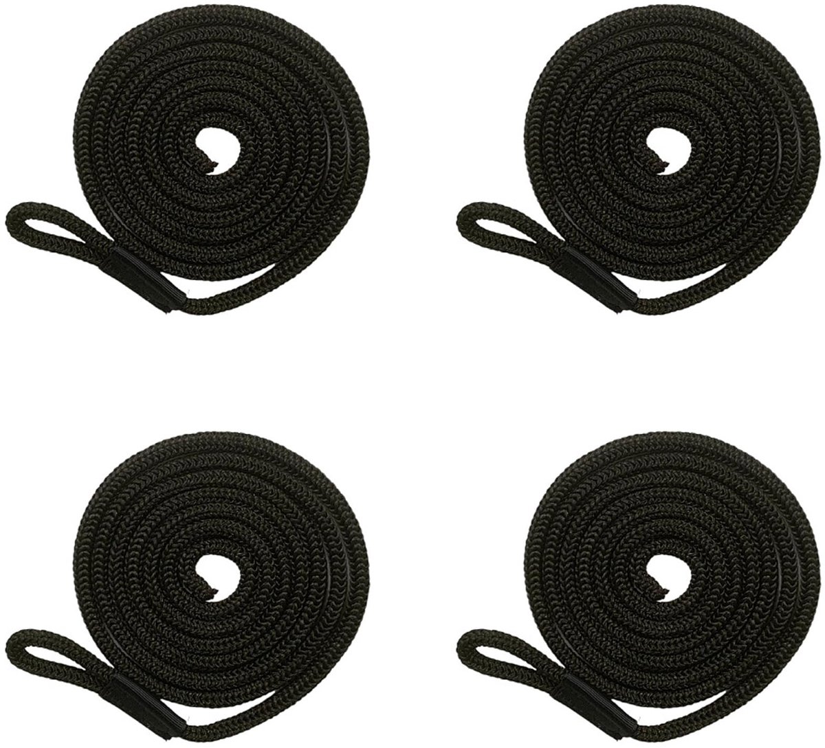 SnelShoppen - 4 Stuks Vastzetlijn, Fenderlijn voor Boot, Zwemtouw voor Boot, Spatbordlijn voor Boten, Kajaks, Watermotorfietsen, Pontons (15 m x 6 mm,